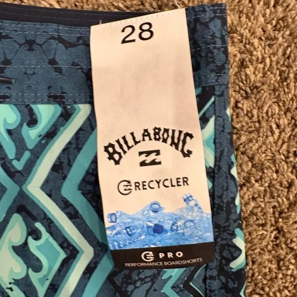 Billabong Blue and White Geometric Swim Shorts - Picture 2 of 4